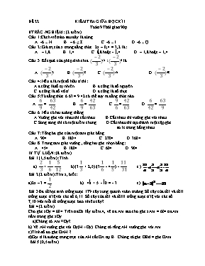 Kiểm tra giữa kỳ 1  Toán 7 (Đề 22)